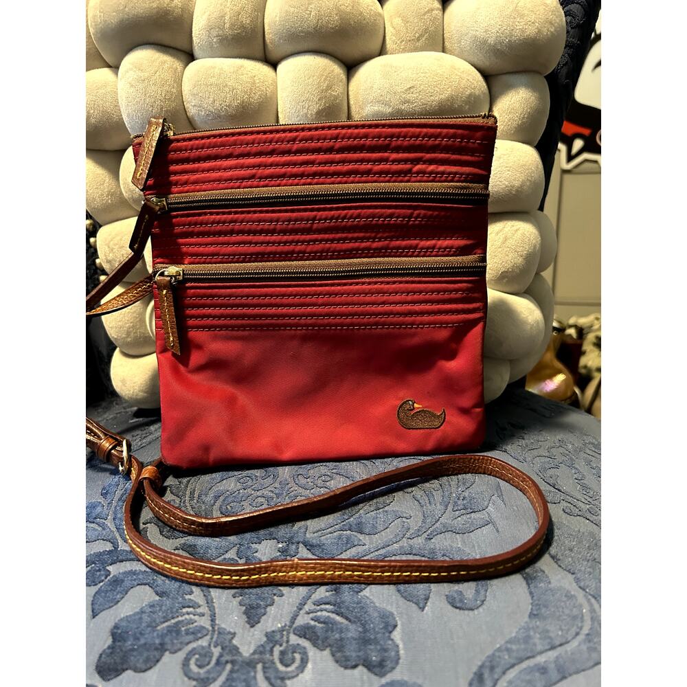 Dooney & Bourke Red Nylon Double Zip Crossbody